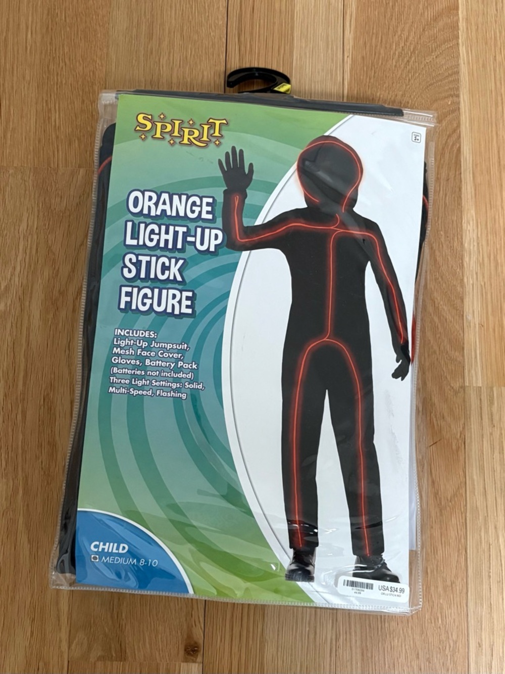 Spirit Orange Light-Up Stick Figure Kids Costume - Medium 8-10